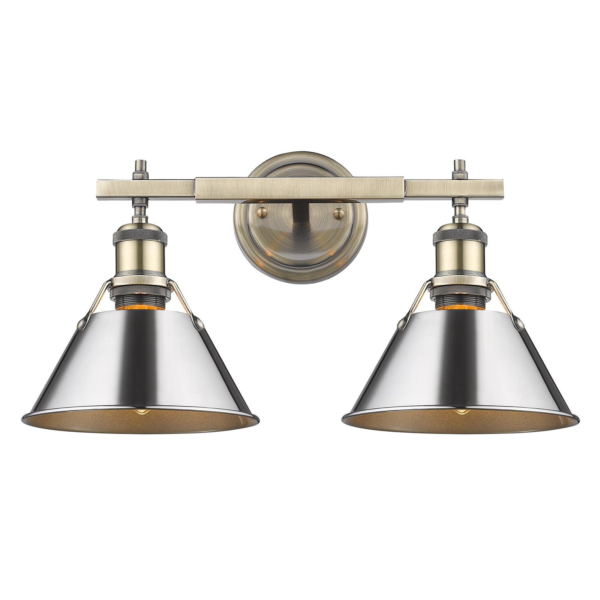 Orwell 2-Light Vanity Light in Aged Brass with Chrome - Default Title - Golden Lighting