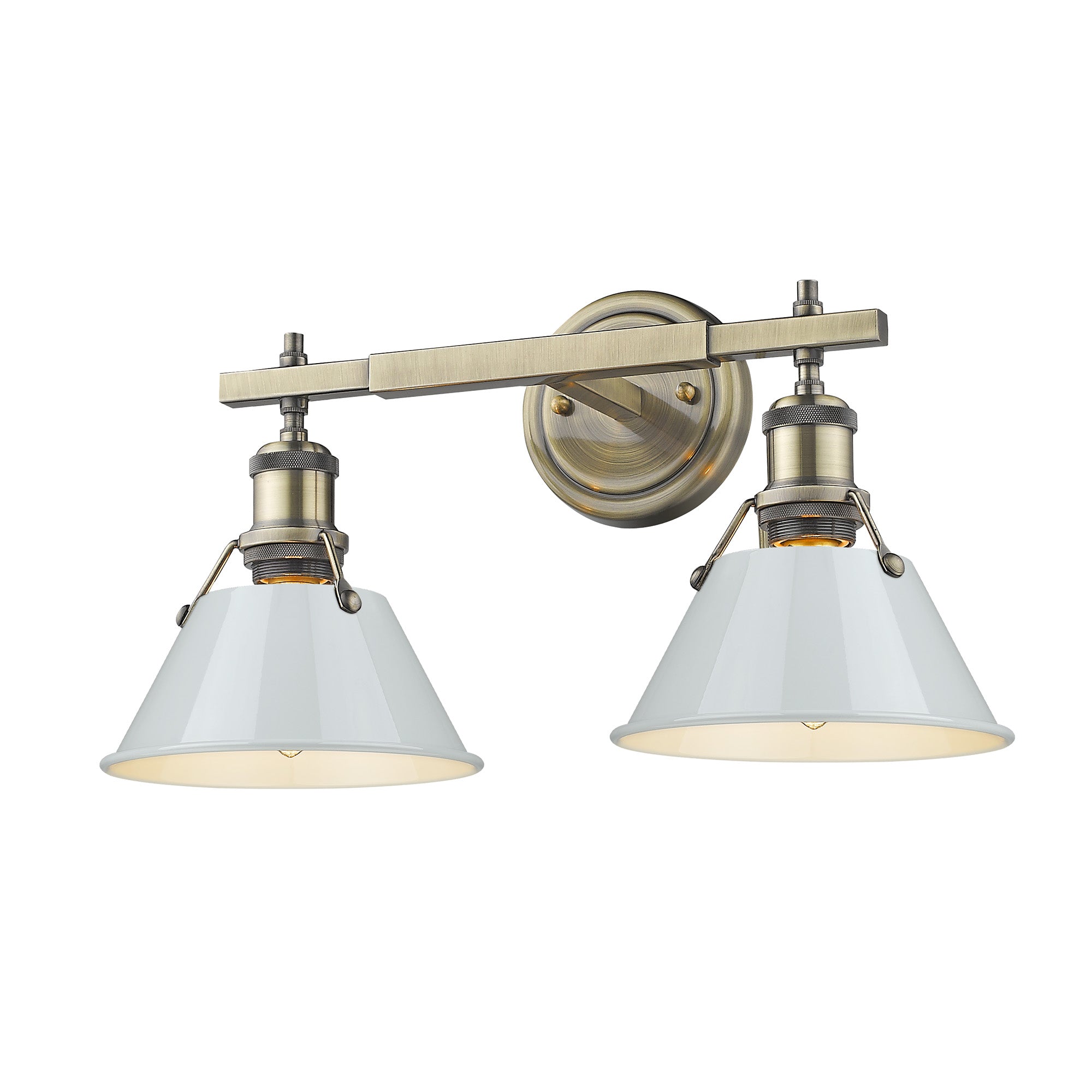 Orwell 2-Light Vanity Light in Aged Brass with Dusky Blue - Aged Brass / Dusky Blue / Blue - Golden Lighting