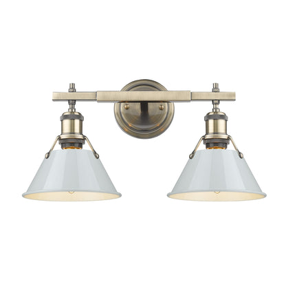 Orwell 2-Light Vanity Light in Aged Brass with Dusky Blue - - Golden Lighting