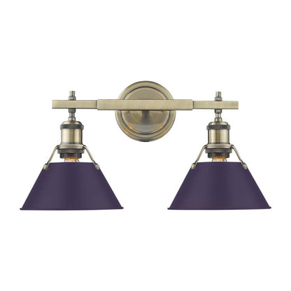 Yep by Golden Lighting Orwell 2-light Vanity in Aged Brass and Exotic Purple shade