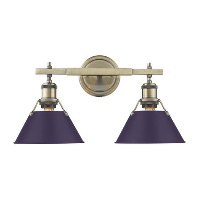 Yep by Golden Lighting Orwell 2-light Vanity in Aged Brass and Exotic Purple shade - Default Title - Golden Lighting