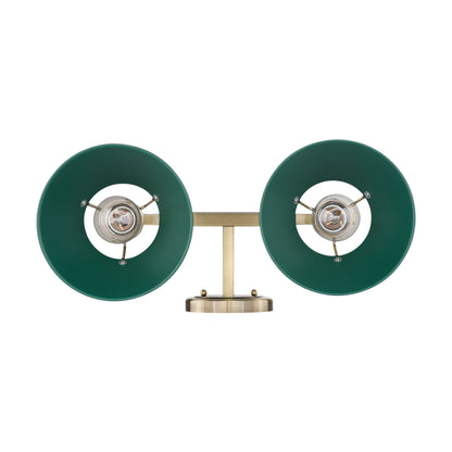 Orwell 2-Light Vanity Light in Aged Brass with Pine Green - Default Title - Golden Lighting