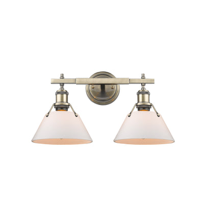 Yep by Golden Lighting Orwell 2-light Vanity in Aged Brass and Opal Glass - Default Title - Golden Lighting