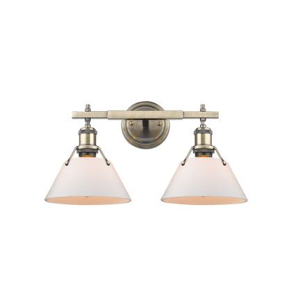 Orwell 2-Light Vanity Light in Aged Brass with Opal Glass - Aged Brass / Opal Glass / White - Golden Lighting