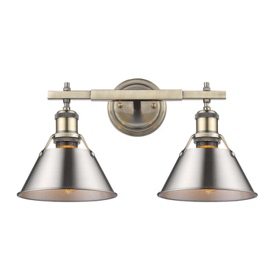 Yep by Golden Lighting Orwell 2-light Vanity in Aged Brass and Pewter shade - Default Title - Golden Lighting