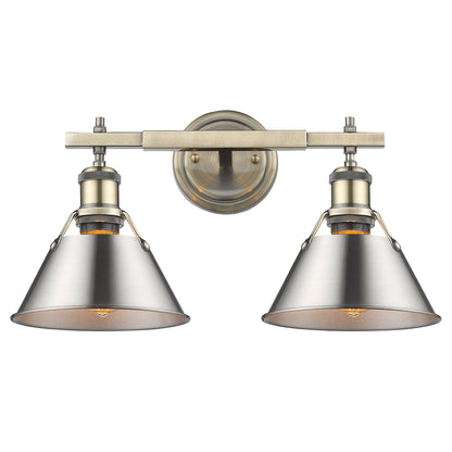 Orwell 2-Light Vanity Light in Aged Brass with Pewter - Aged Brass / Pewter / Silver - Golden Lighting