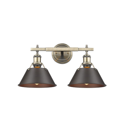 Yep by Golden Lighting Orwell 2-light Vanity in Aged Brass and Rubbed Bronze shade - Default Title - Golden Lighting