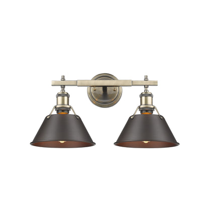 Orwell 2-Light Vanity Light in Aged Brass with Rubbed Bronze - Default Title - Golden Lighting