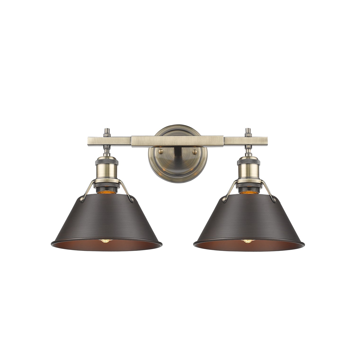 Orwell 2-Light Vanity Light in Aged Brass with Rubbed Bronze - Aged Brass / Rubbed Bronze / Bronze - Golden Lighting