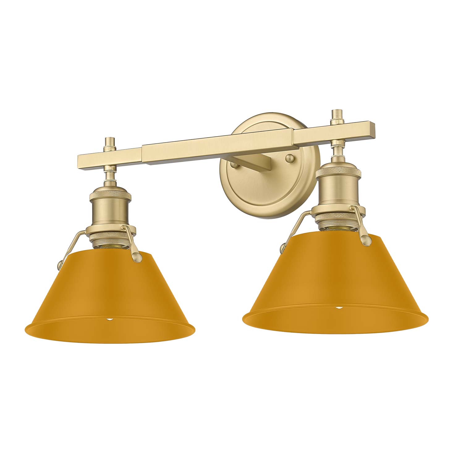 Yep by Golden Lighting Orwell 2-light Vanity in Brushed Champagne Brass and Auric Yellow shade
