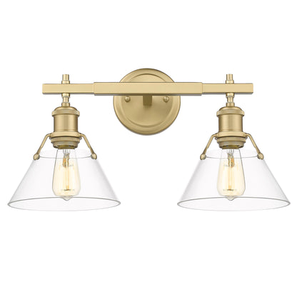 Orwell 2-Light Vanity Light in Brushed Champagne Bronze with Clear Glass - - Golden Lighting