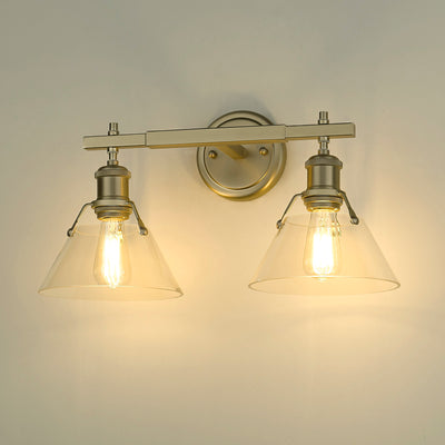 Yep by Golden Lighting Orwell 2-light Vanity in Brushed Champagne Brass and Clear Glass - - Golden Lighting