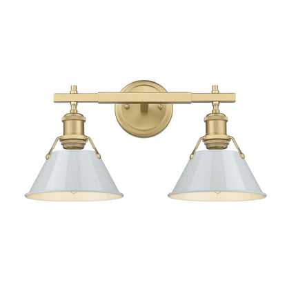 Orwell 2-Light Vanity Light in Brushed Champagne Bronze with Dusky Blue - - Golden Lighting