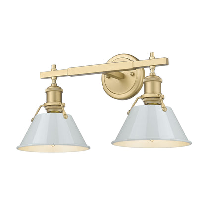 Orwell 2-Light Vanity Light in Brushed Champagne Bronze with Dusky Blue - Brushed Champagne Bronze / Dusky Blue / Blue - Golden Lighting