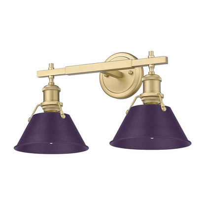 Yep by Golden Lighting Orwell 2-light Vanity in Brushed Champagne Brass and Exotic Purple shade