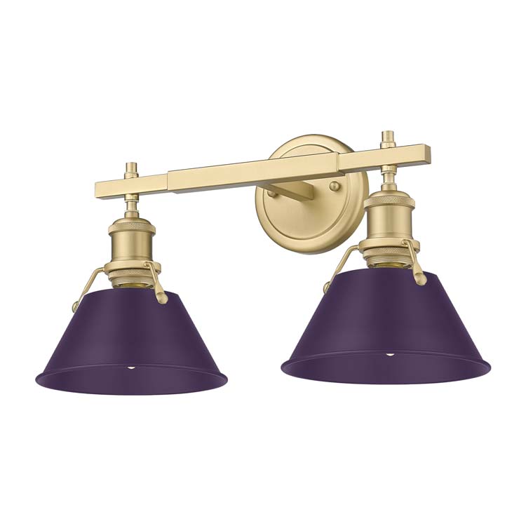 Yep by Golden Lighting Orwell 2-light Vanity in Brushed Champagne Brass and Exotic Purple shade