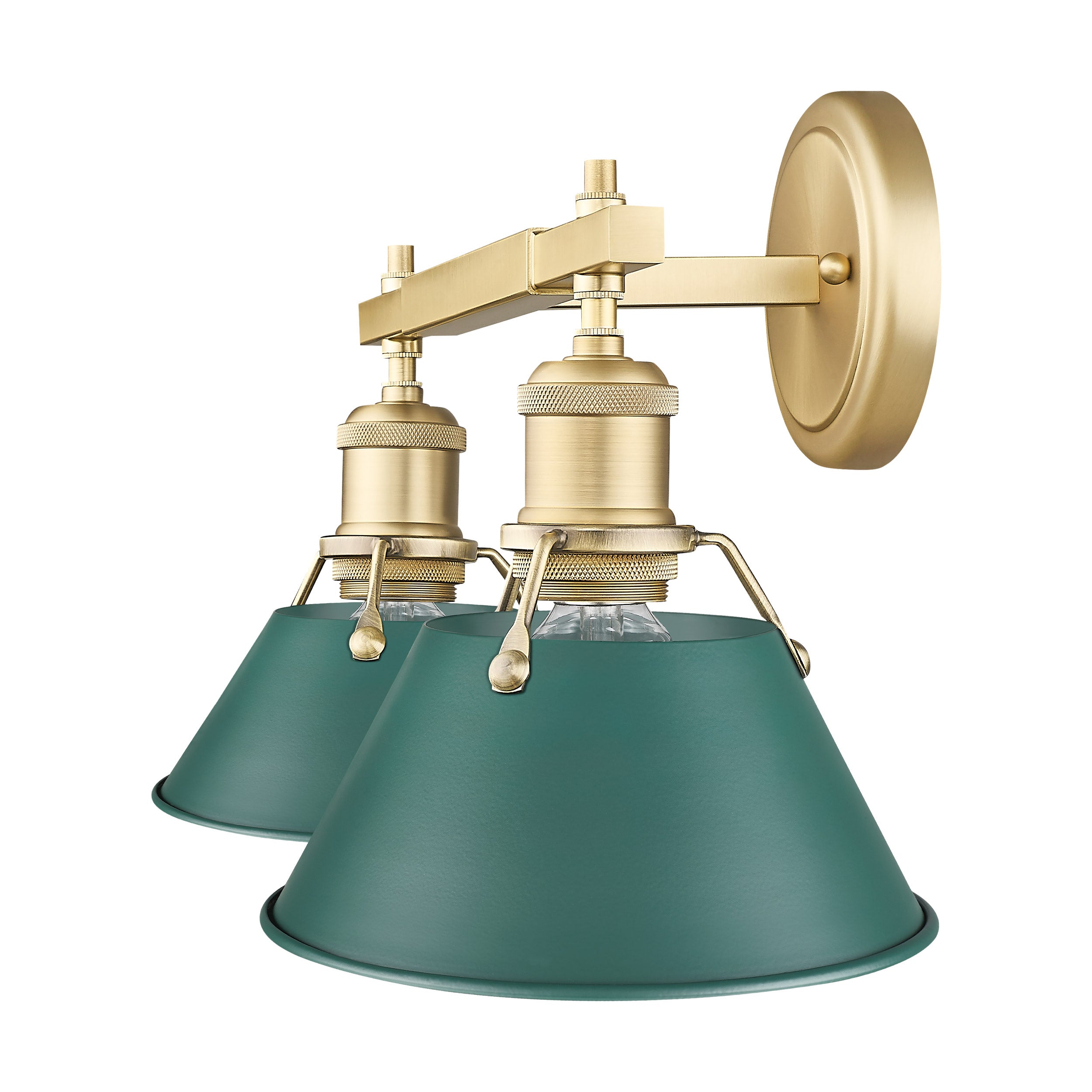 Yep by Golden Lighting Orwell 2-light Vanity in Brushed Champagne Brass and Pine Green shade - - Golden Lighting