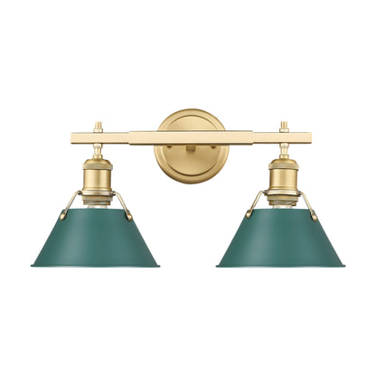 Orwell 2-Light Vanity Light in Brushed Champagne Bronze with Pine Green - - Golden Lighting