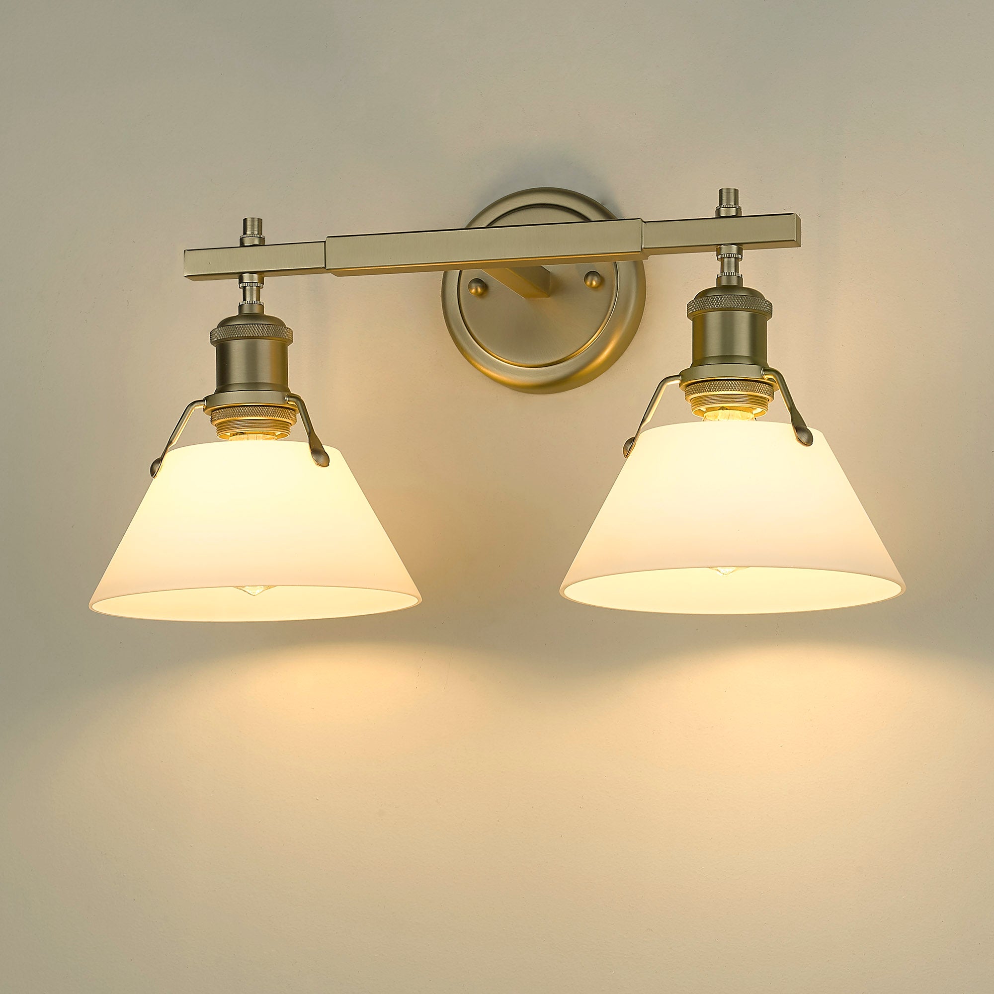 Yep by Golden Lighting Orwell 2-light Vanity in Brushed Champagne Brass and Opal Glass - - Golden Lighting
