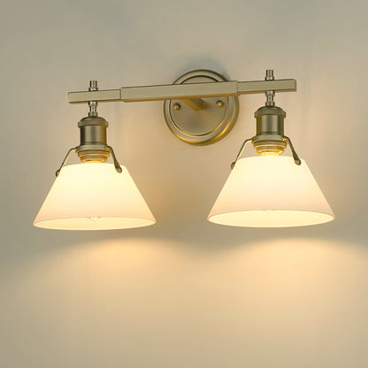 Yep by Golden Lighting Orwell 2-light Vanity in Brushed Champagne Brass and Opal Glass - - Golden Lighting