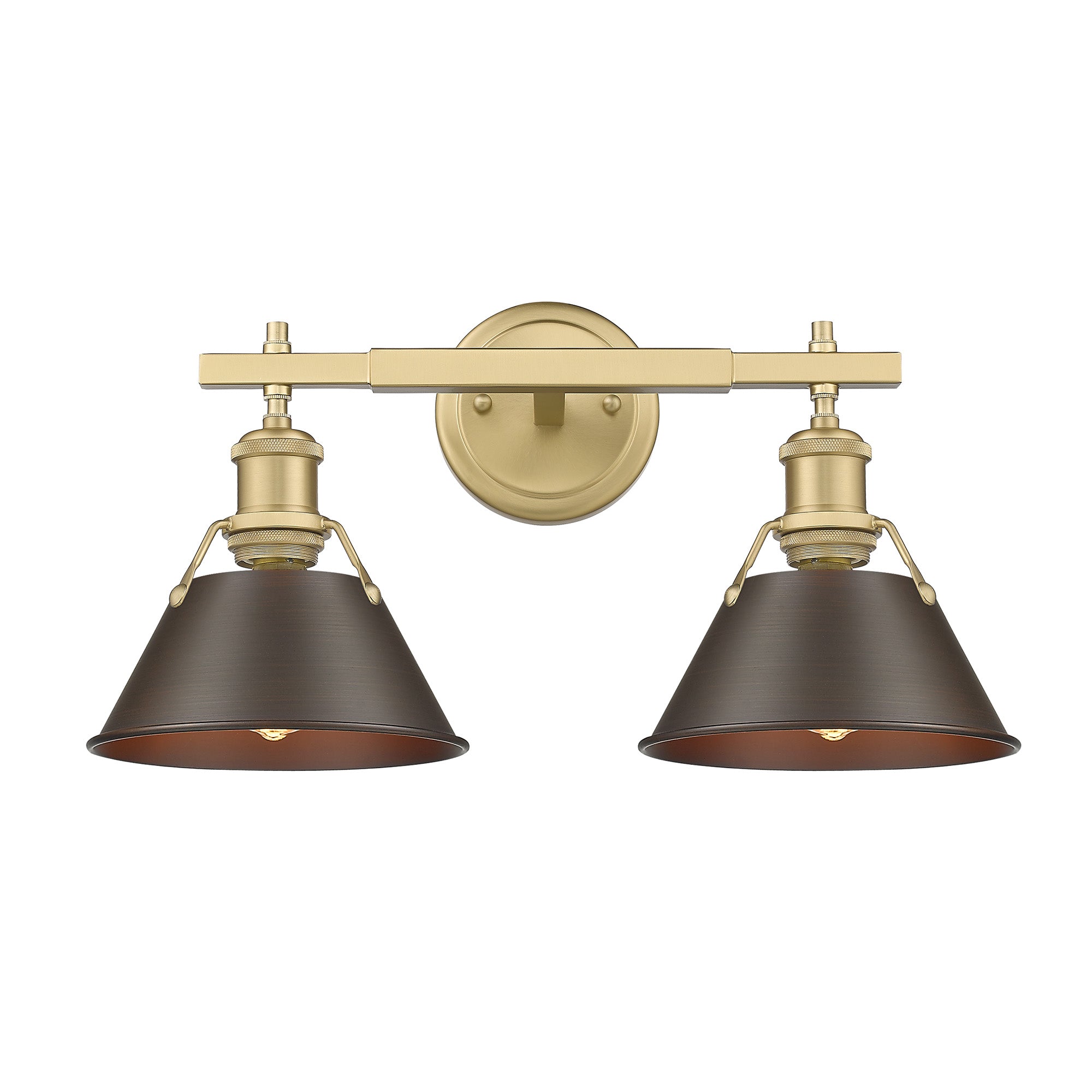 Orwell 2-Light Vanity Light in Brushed Champagne Bronze with Rubbed Bronze - - Golden Lighting