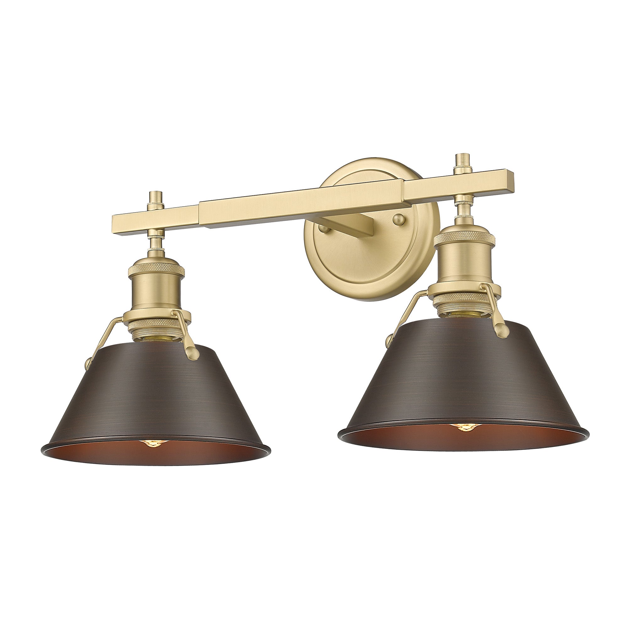 Orwell 2-Light Vanity Light in Brushed Champagne Bronze with Rubbed Bronze - Brushed Champagne Bronze / Rubbed Bronze / Bronze - Golden Lighting