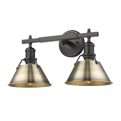 Yep by Golden Lighting Orwell 2-light Vanity in Matte Black and Aged Brass shade - Default Title - Golden Lighting