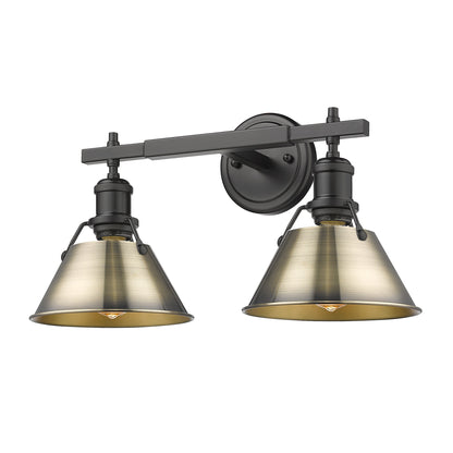 Orwell 2-Light Vanity Light in Matte Black with Aged Brass - Matte Black / Aged Brass / Gold - Golden Lighting