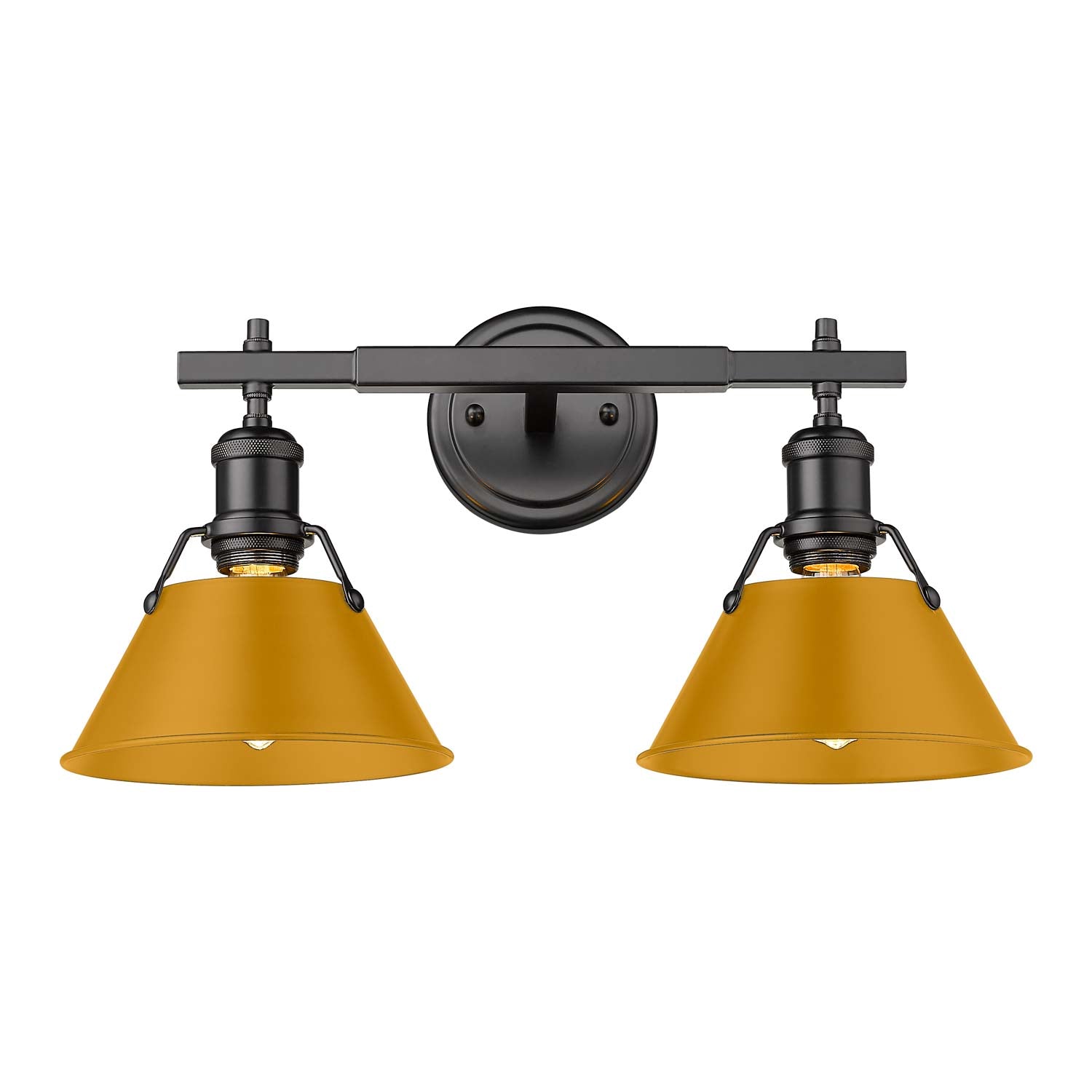 Yep by Golden Lighting Orwell 2-light Vanity in Matte Black and Auric Yellow shade
