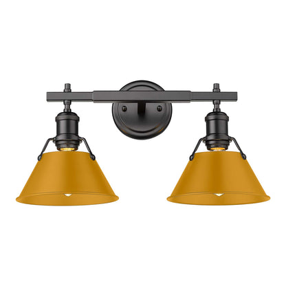 Yep by Golden Lighting Orwell 2-light Vanity in Matte Black and Auric Yellow shade