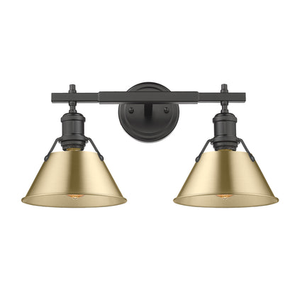 Orwell 2-Light Vanity Light in Matte Black with Brushed Champagne Bronze - - Golden Lighting