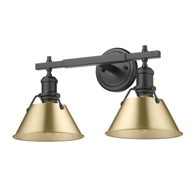 Yep by Golden Lighting Orwell 2-light Vanity in Matte Black and Brushed Champagne Brass shade - Default Title - Golden Lighting