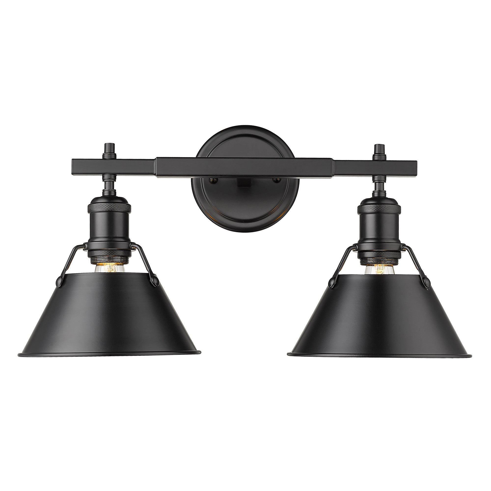 Orwell 2-Light Vanity Light in Matte Black - - Golden Lighting