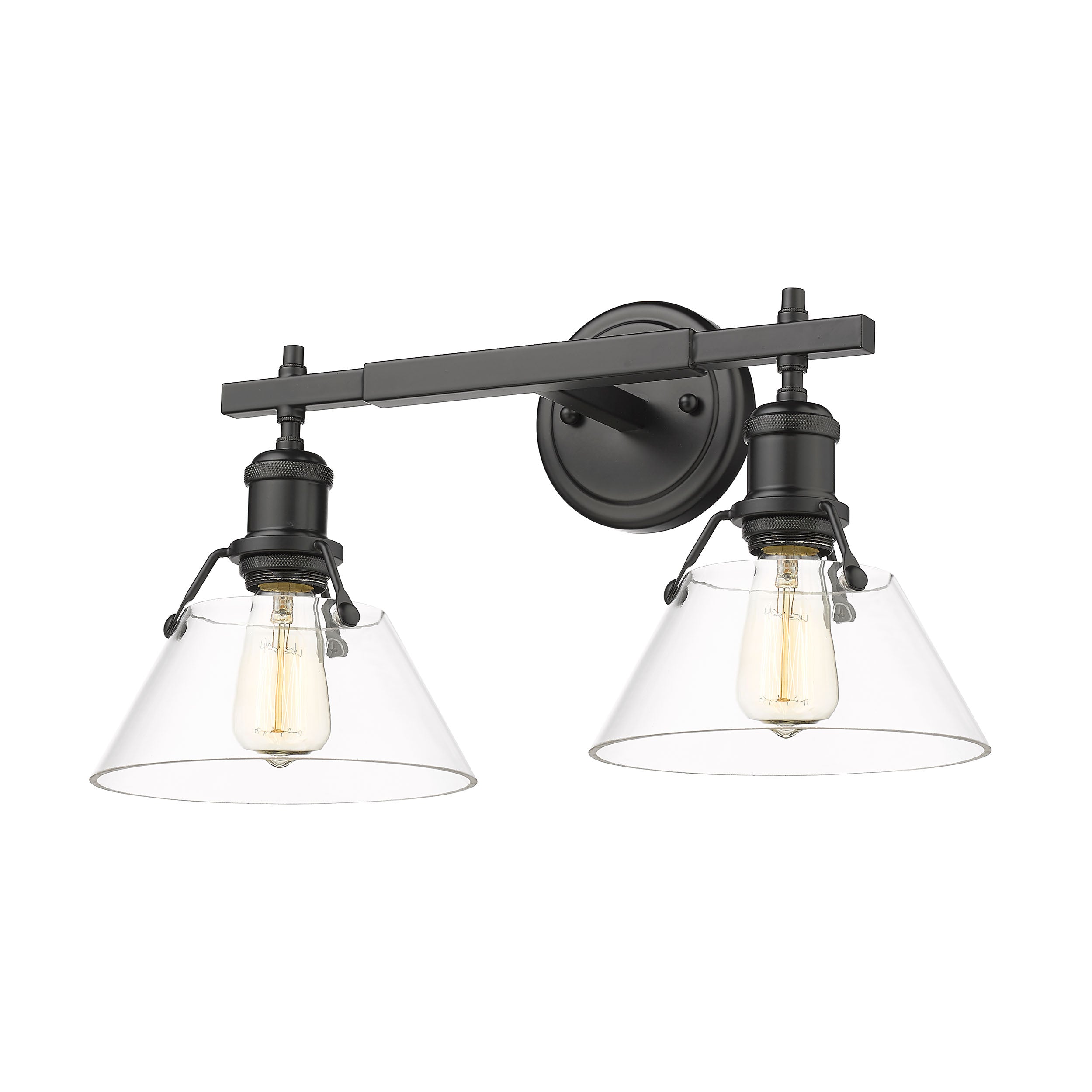 Yep by Golden Lighting Orwell 2-light Vanity in Matte Black and Clear Glass