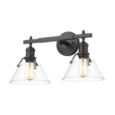 Yep by Golden Lighting Orwell 2-light Vanity in Matte Black and Clear Glass - Default Title - Golden Lighting