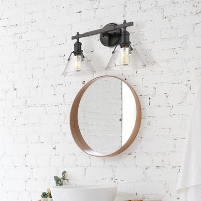 Yep by Golden Lighting Orwell 2-light Vanity in Matte Black and Clear Glass - - Golden Lighting