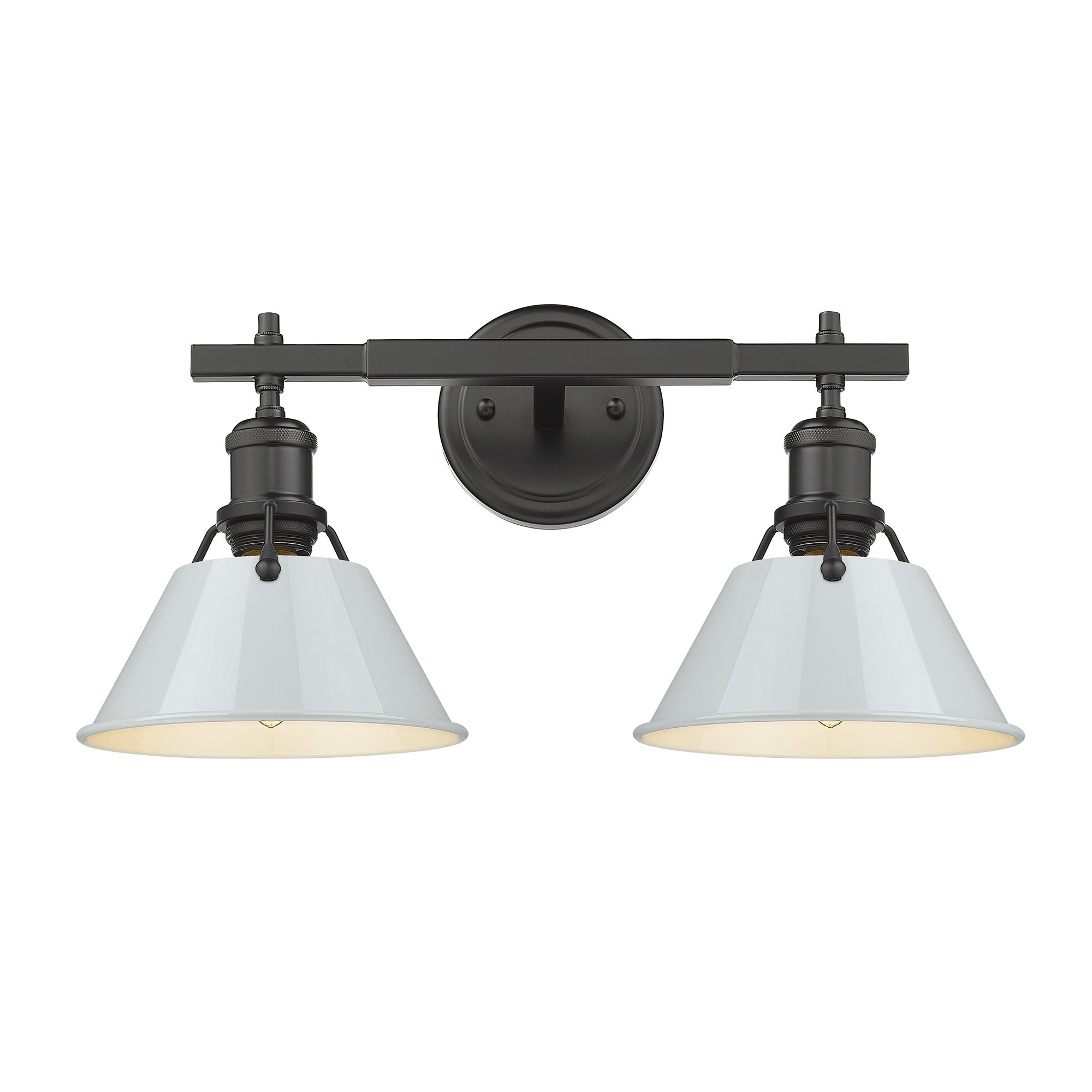 Orwell 2-Light Vanity Light in Matte Black with Dusky Blue - - Golden Lighting