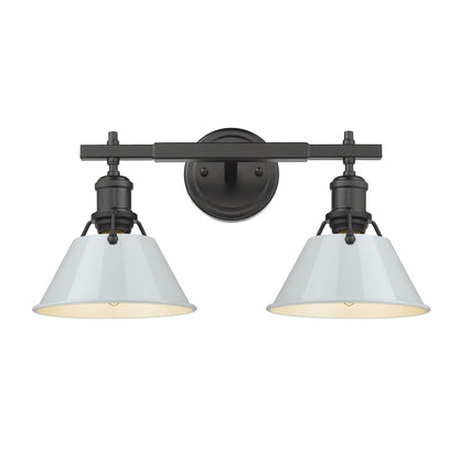 Orwell 2-Light Vanity Light in Matte Black with Dusky Blue - - Golden Lighting