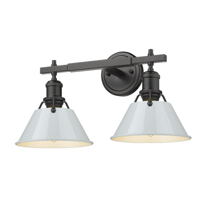 Yep by Golden Lighting Orwell 2-light Vanity in Matte Black and Dusky Blue shade - Default Title - Golden Lighting