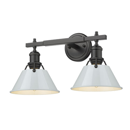 Orwell 2-Light Vanity Light in Matte Black with Dusky Blue - Default Title - Golden Lighting