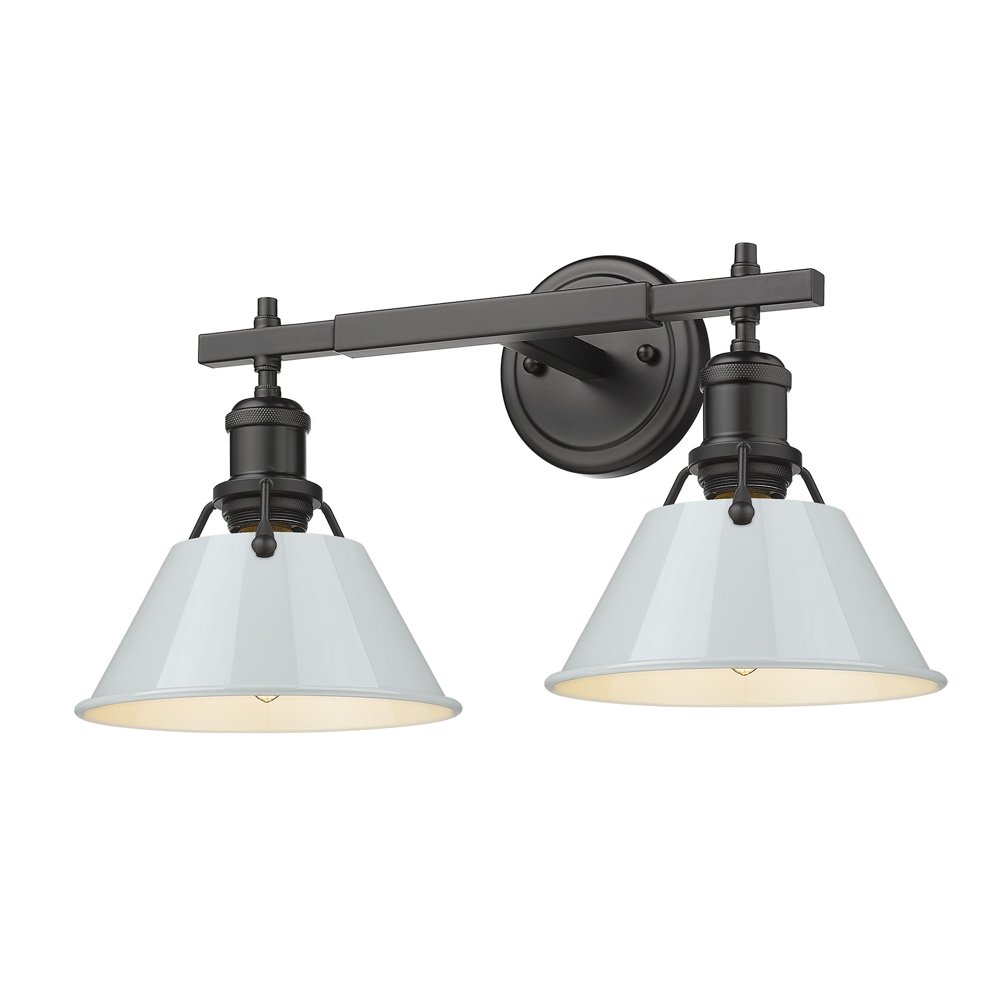 Orwell 2-Light Vanity Light in Matte Black with Dusky Blue - Matte Black / Dusky Blue / Blue - Golden Lighting