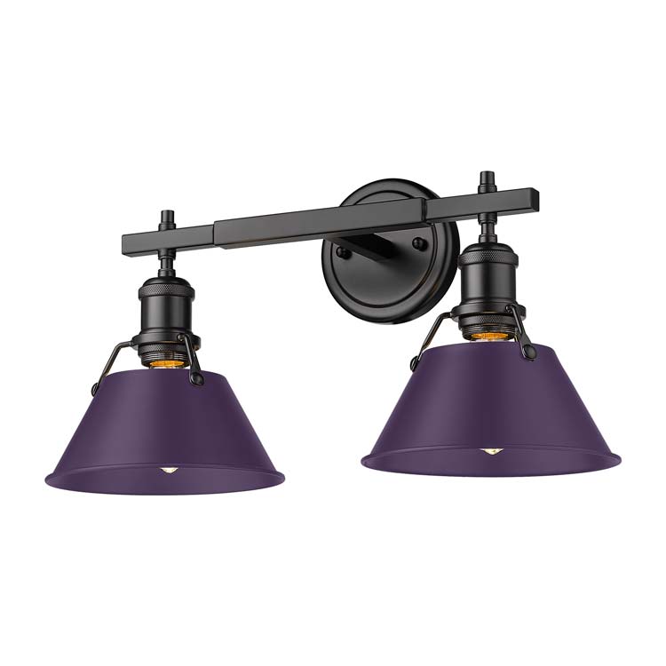 Yep by Golden Lighting Orwell 2-light Vanity in Matte Black and Exotic Purple shade