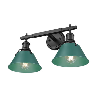 Yep by Golden Lighting Orwell 2-light Vanity in Matte Black and Pine Green shade - Default Title - Golden Lighting