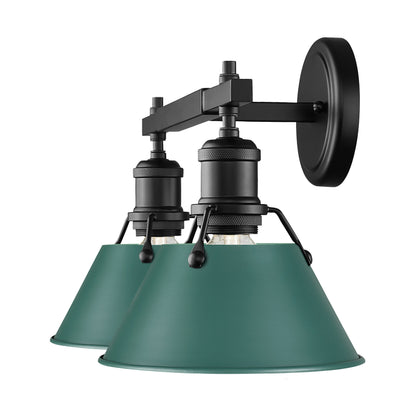 Yep by Golden Lighting Orwell 2-light Vanity in Matte Black and Pine Green shade - - Golden Lighting