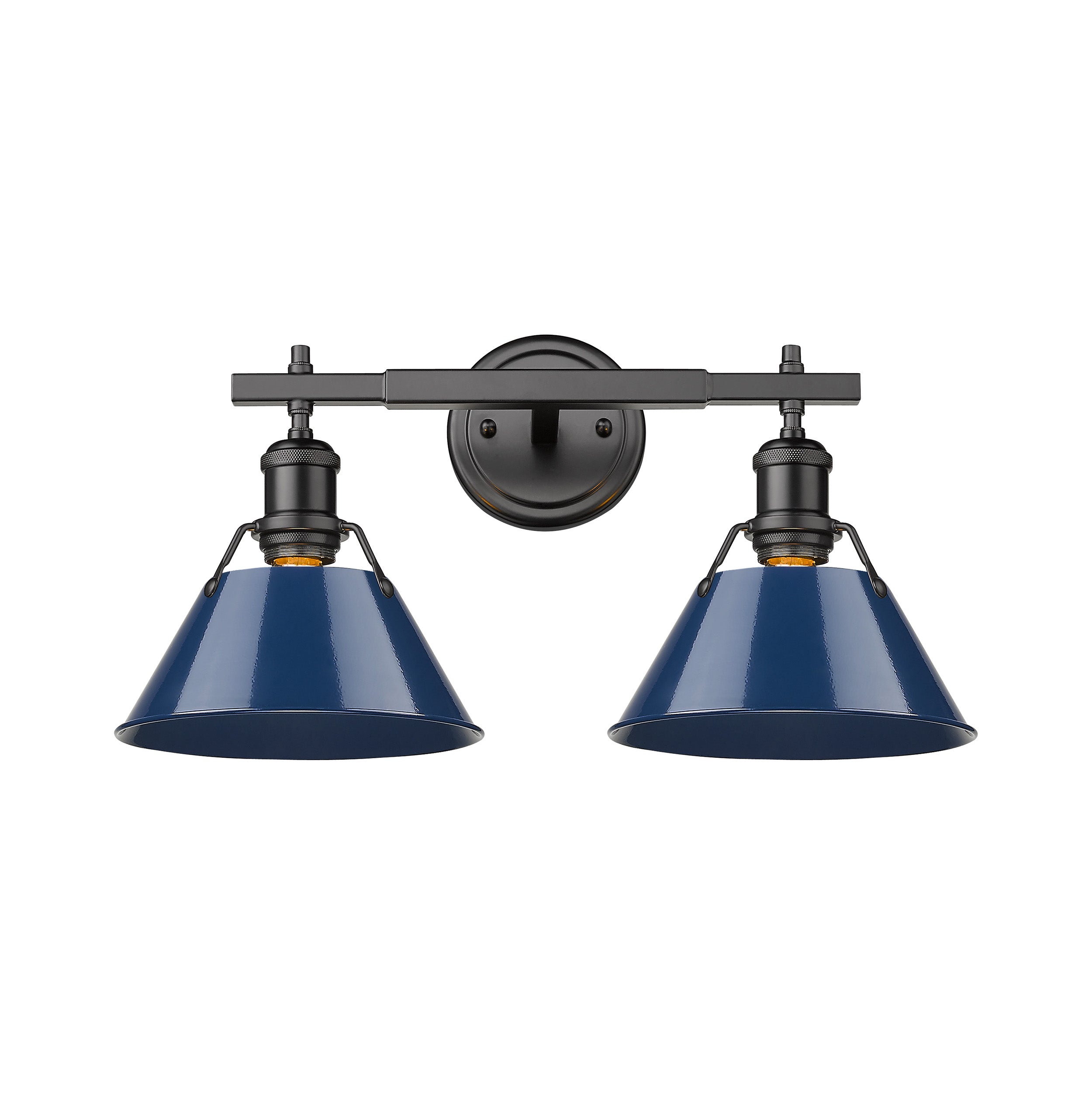Yep by Golden Lighting Orwell 2-light Vanity in Matte Black and Navy Blue shade