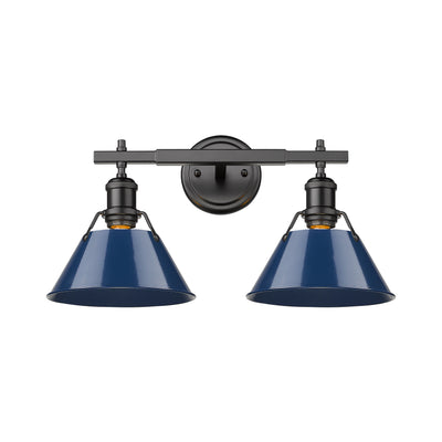 Yep by Golden Lighting Orwell 2-light Vanity in Matte Black and Navy Blue shade - Default Title - Golden Lighting