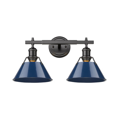 Yep by Golden Lighting Orwell 2-light Vanity in Matte Black and Navy Blue shade