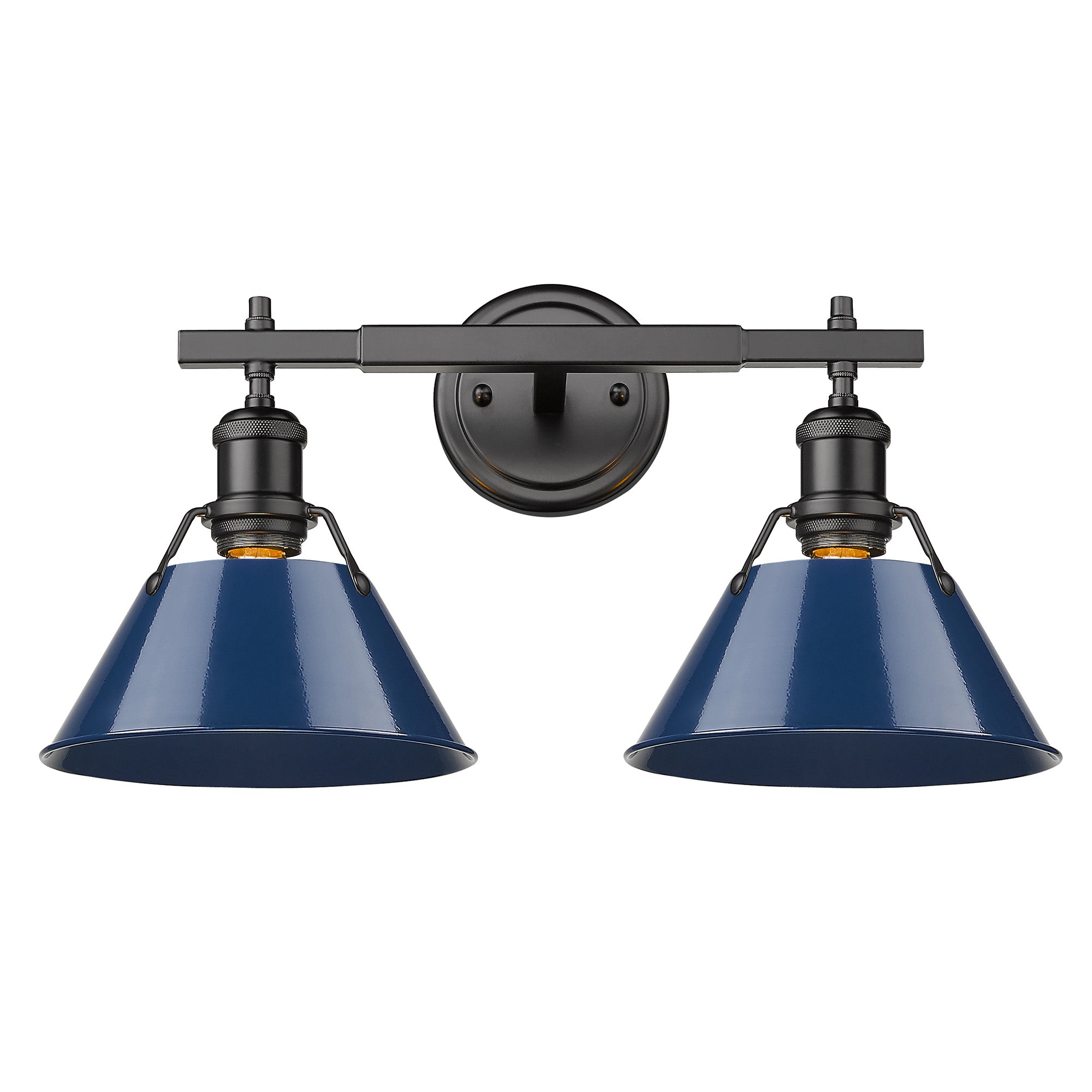 Orwell 2-Light Vanity Light in Matte Black with Matte Navy - Matte Black / Matte Navy / Blue - Golden Lighting