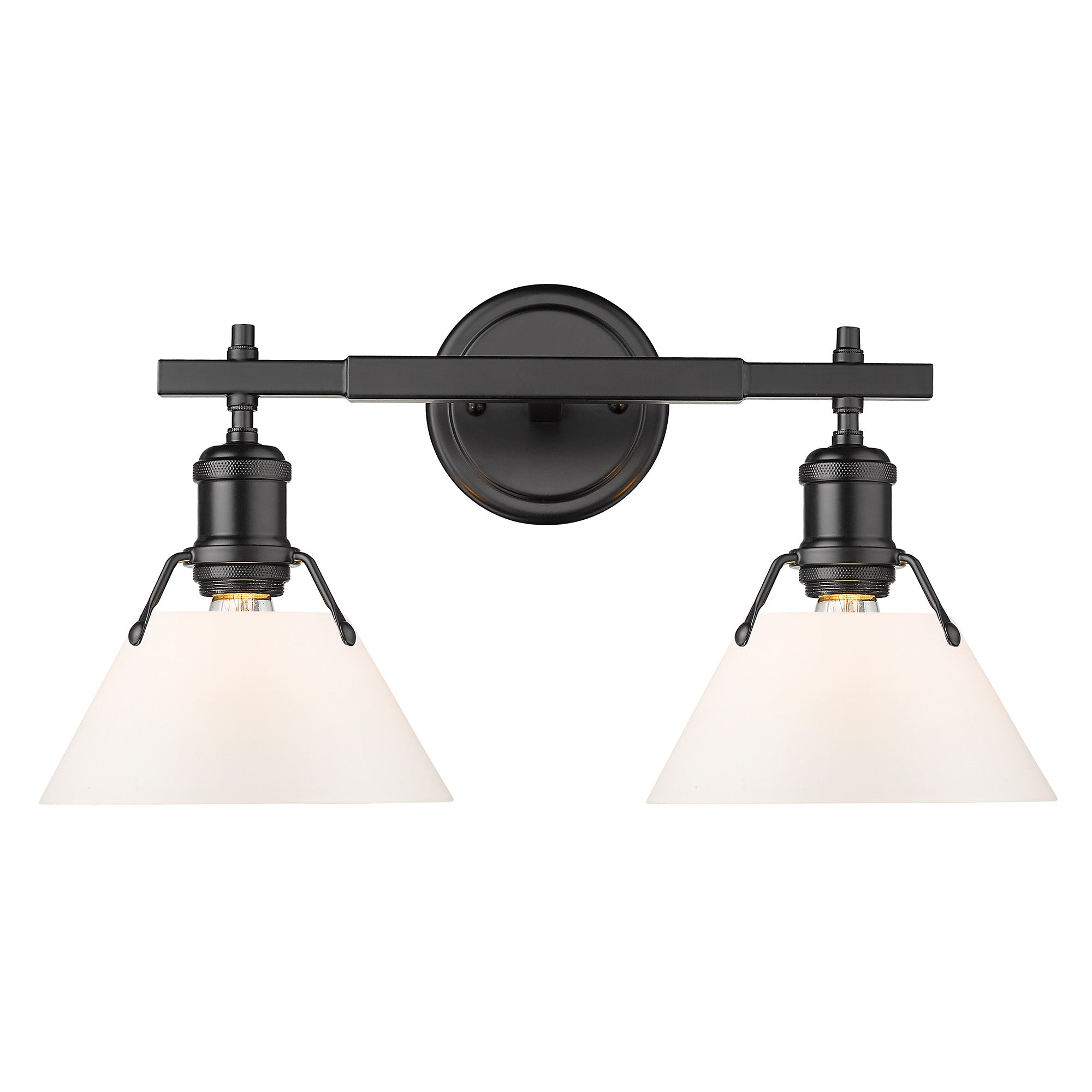 Orwell 2-Light Vanity Light in Matte Black with Opal Glass - - Golden Lighting