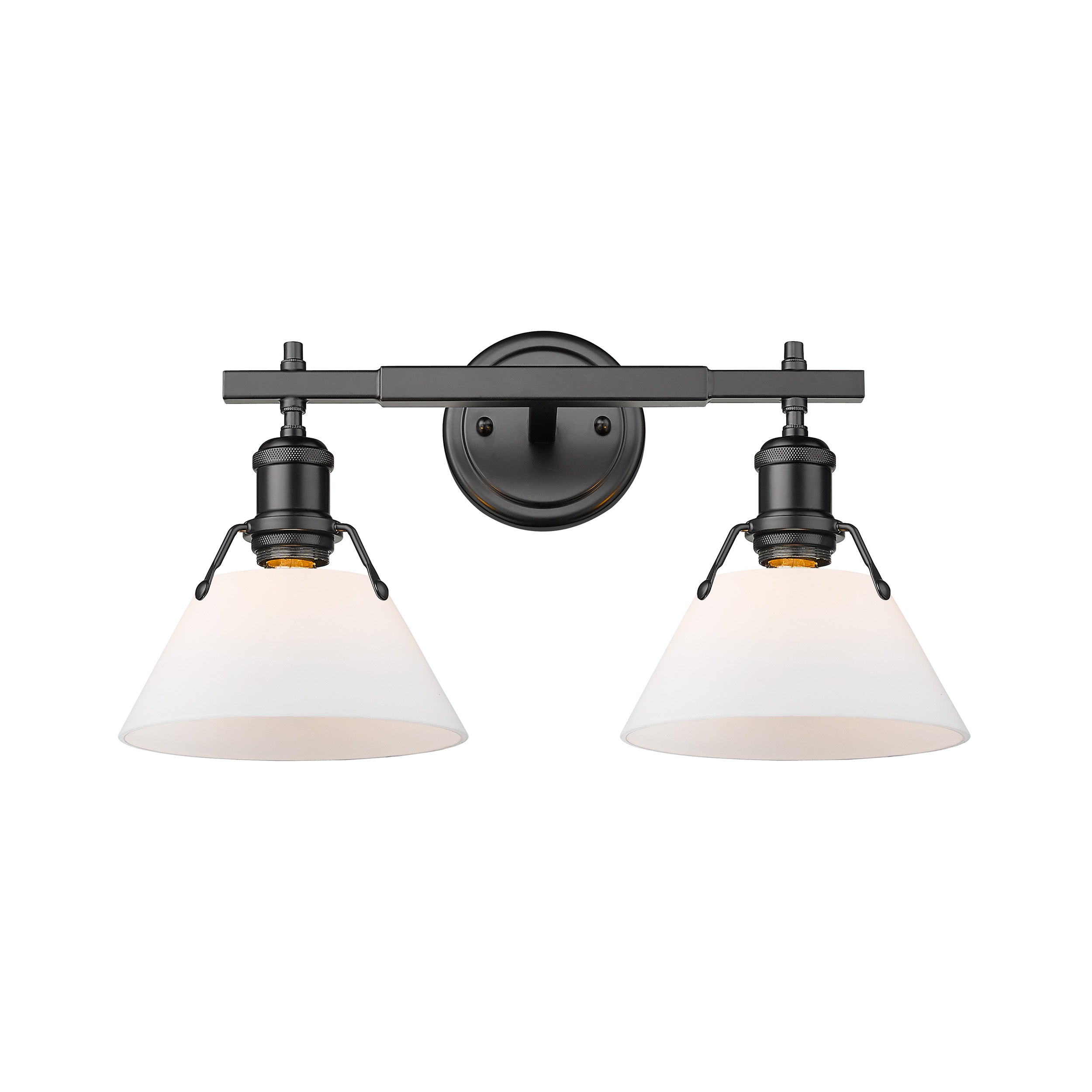 Yep by Golden Lighting Orwell 2-light Vanity in Matte Black and Opal Glass